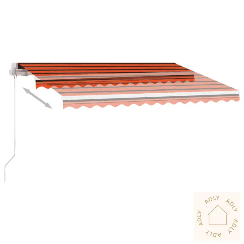 Manuell Uttrekkbar Markise Med Led 350X250 Cm Oransje Og Brun