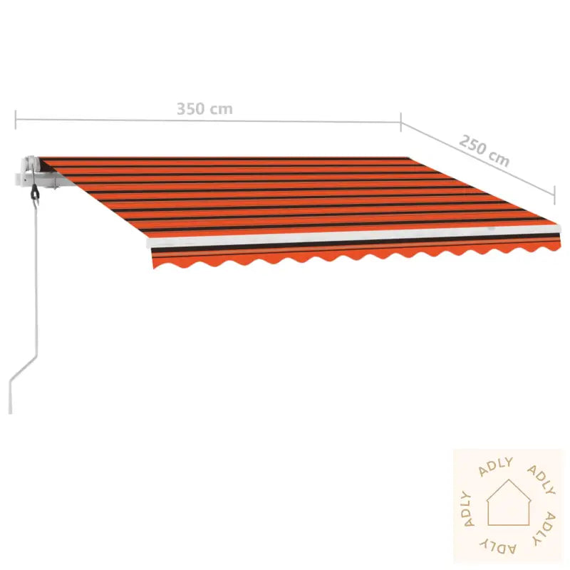 Manuell Uttrekkbar Markise Med Led 350X250 Cm Oransje Og Brun