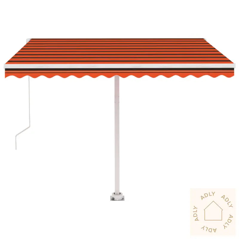Manuell Uttrekkbar Markise Med Led 350X250 Cm Oransje Og Brun