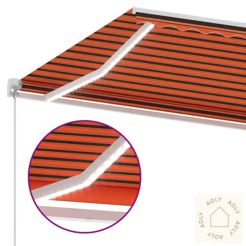 Manuell Uttrekkbar Markise Med Led 350X250 Cm Oransje Og Brun