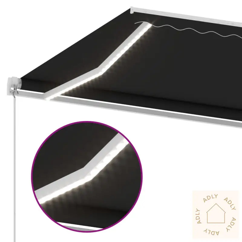 Manuell Uttrekkbar Markise Med Led 300X250 Cm Antrasitt