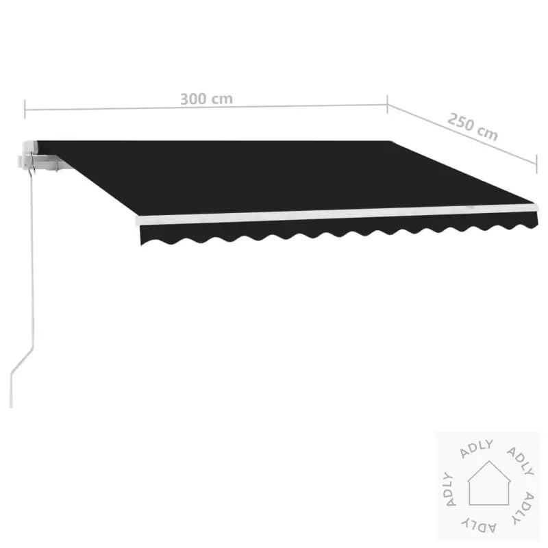 Manuell Uttrekkbar Markise Med Led 300X250 Cm Antrasitt