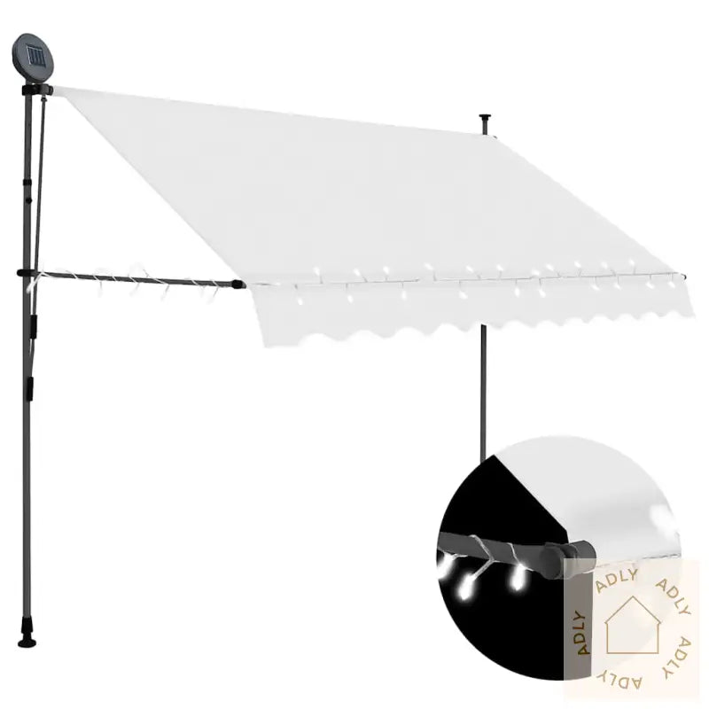 Manuell Uttrekkbar Markise Med Led 300 Cm Kremhvit