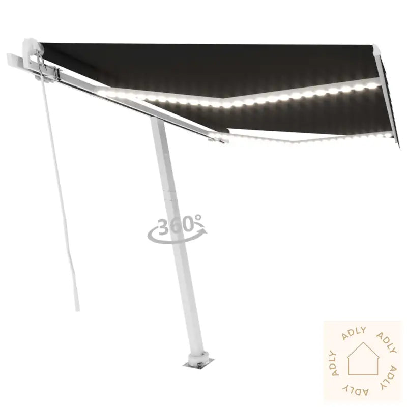 Manuell Uttrekkbar Markise Med Led 300X250 Cm Antrasitt