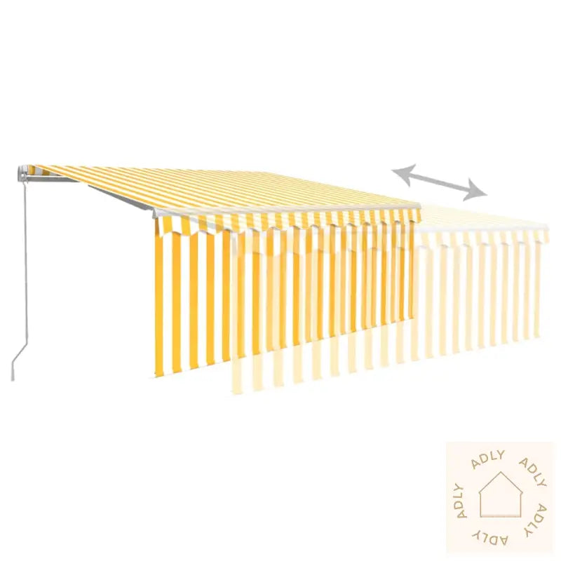 Manuell Uttrekkbar Markise Rullegardin&Led 3,5X2,5 M Gul Hvit