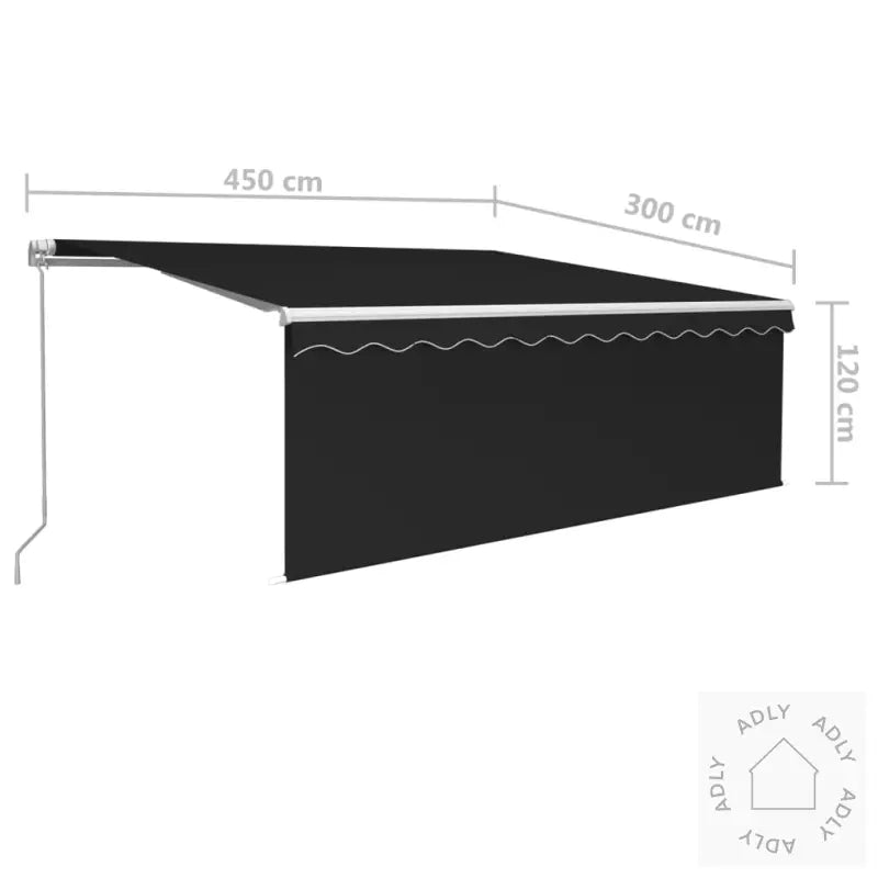 Manuell Uttrekkbar Markise Rullegardin Og Led 4,5X3 M Antrasitt