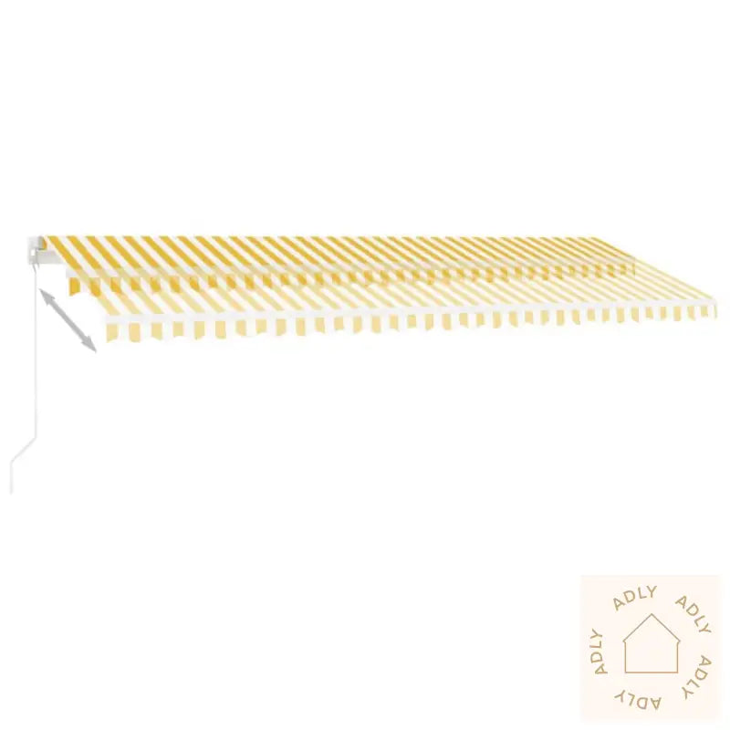 Manuell Uttrekkbar Markise Med Led 500X300 Cm Gul Og Hvit