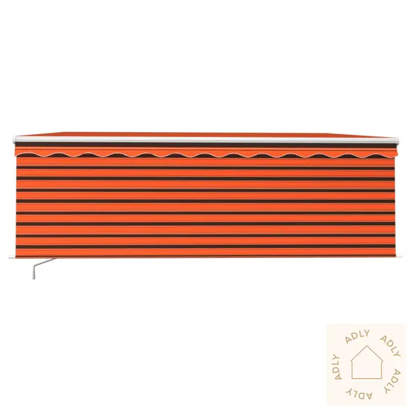 Manuell Uttrekkbar Markise Rullegardin Led 4X3 M Oransje Brun