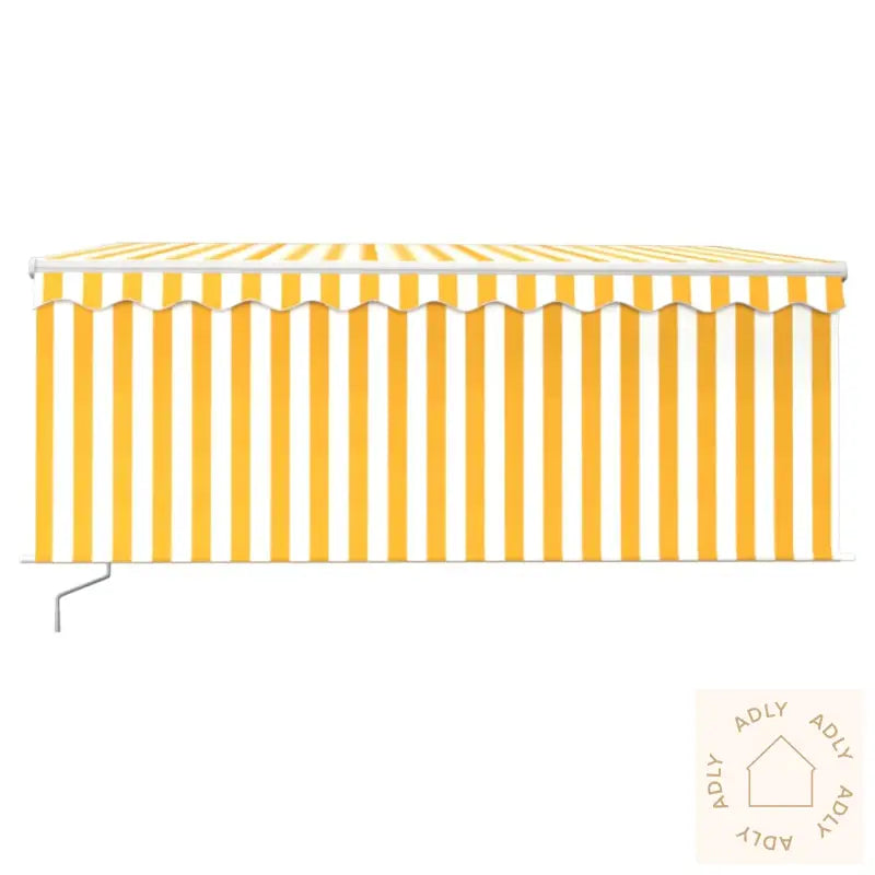 Manuell Uttrekkbar Markise Rullegardin&Led 3,5X2,5 M Gul Hvit
