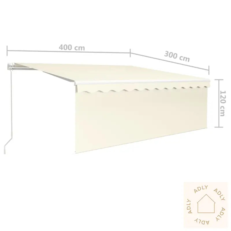 Manuell Uttrekkbar Markise Rullegardin Og Led 4X3 M Kremhvit