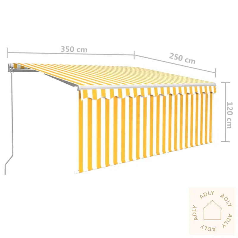 Manuell Uttrekkbar Markise Rullegardin&Led 3,5X2,5 M Gul Hvit