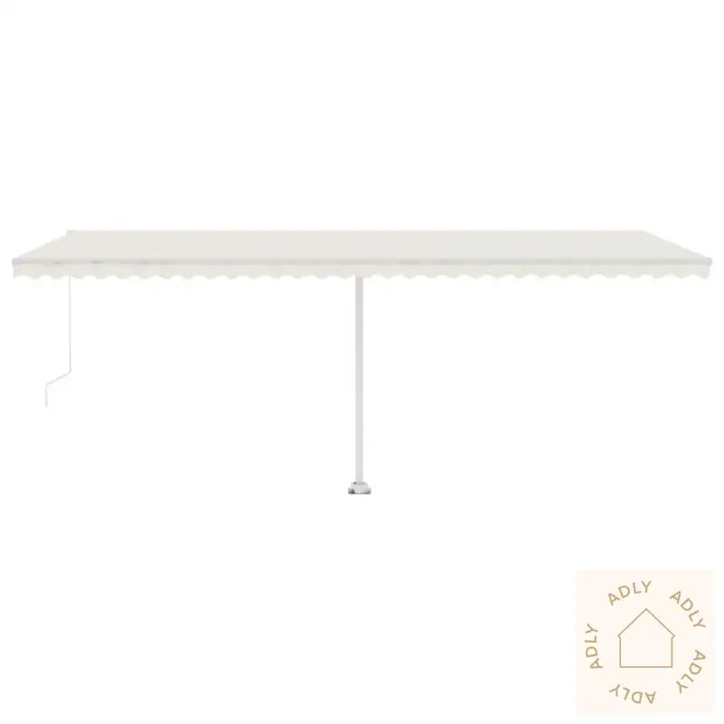 Manuell Uttrekkbar Markise Med Led 600X300 Cm Kremhvit