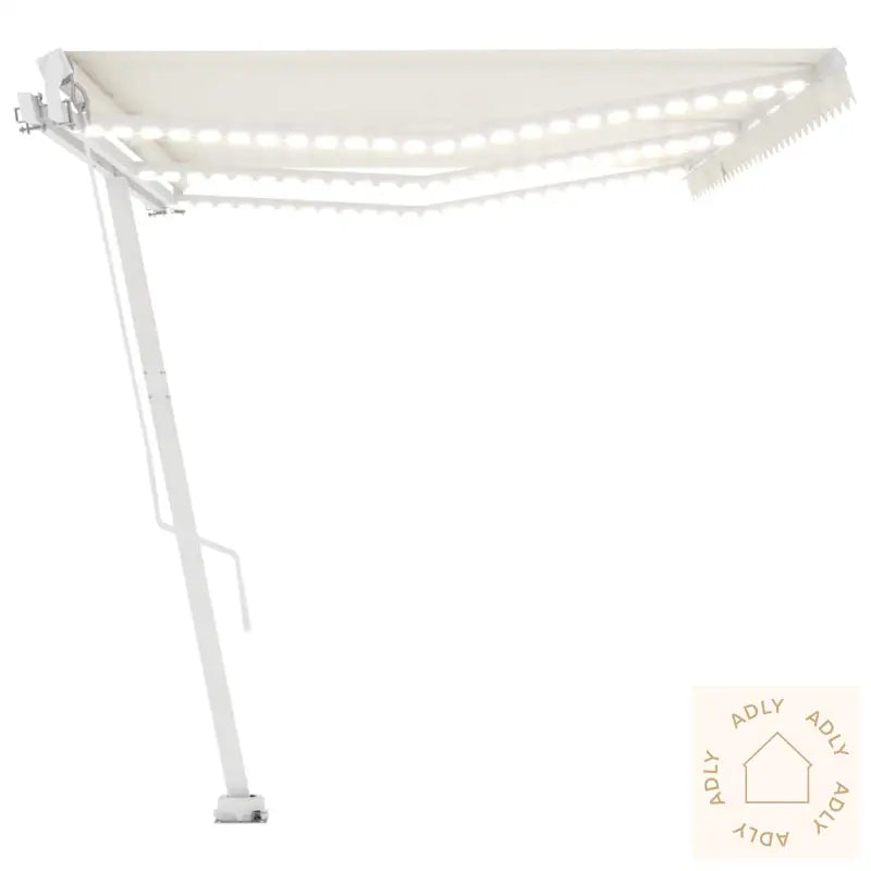 Manuell Uttrekkbar Markise Med Led 600X300 Cm Kremhvit