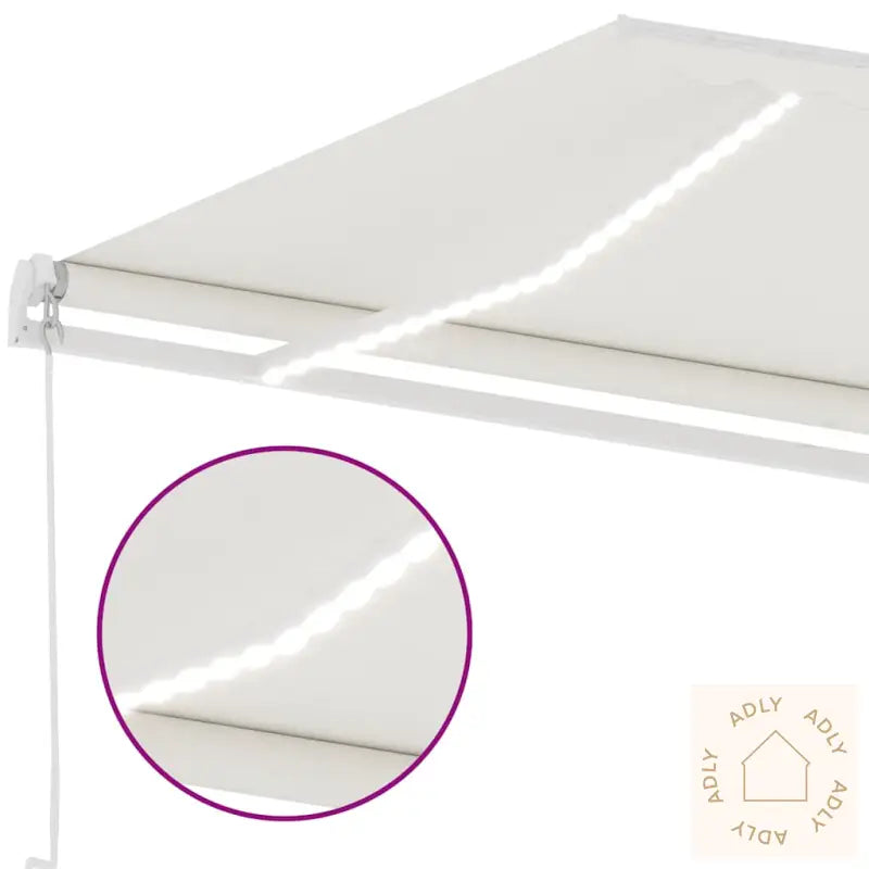 Manuell Uttrekkbar Markise Med Led 600X300 Cm Kremhvit