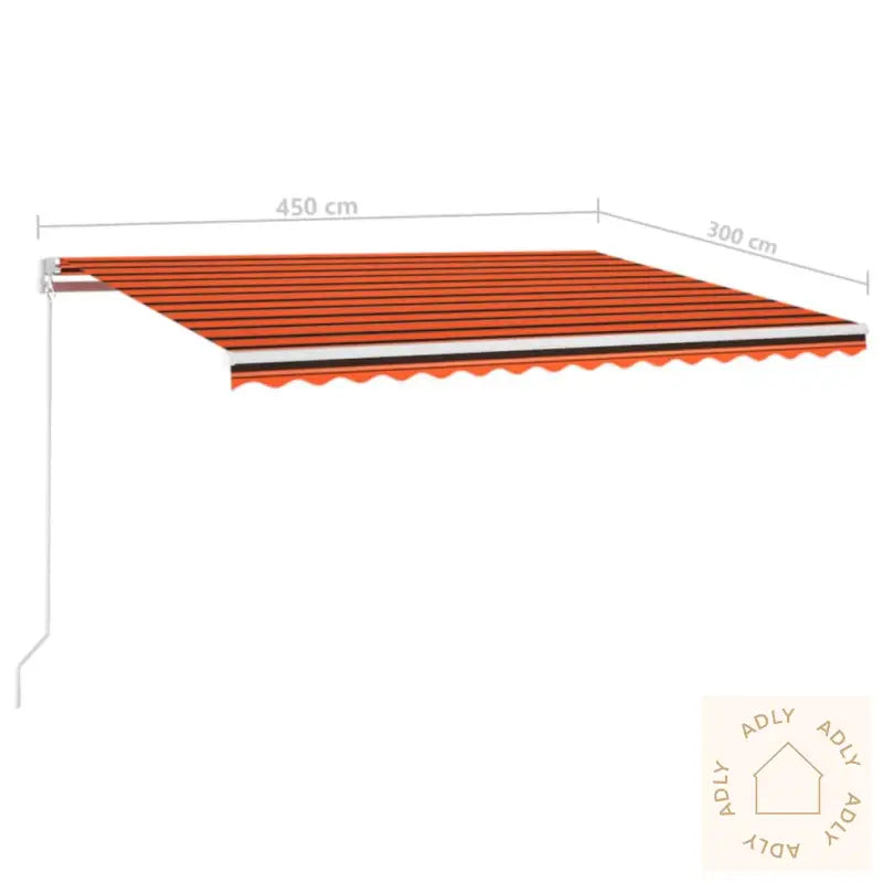 Manuell Uttrekkbar Markise Med Led 450X300 Cm Oransje Og Brun