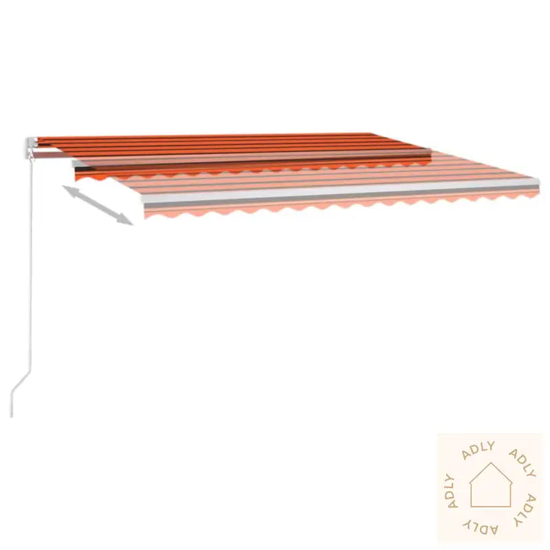 Manuell Uttrekkbar Markise Med Led 450X300 Cm Oransje Og Brun