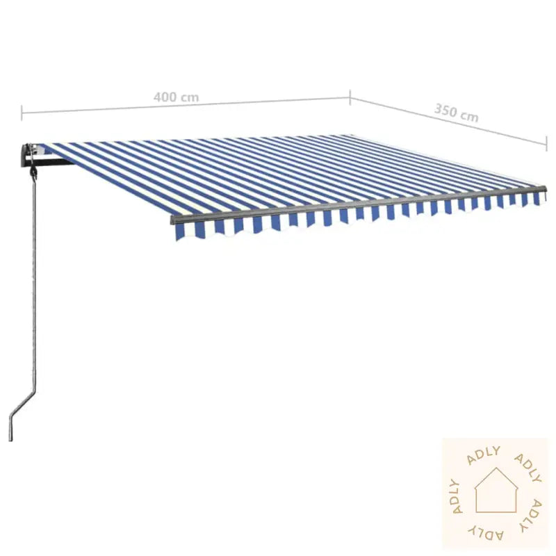 Frittstående Manuell Uttrekkbar Markise 400X350 Cm Blå/Hvit
