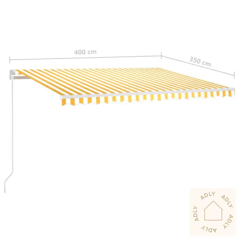 Manuell Uttrekkbar Markise 400X350 Cm Gul Og Hvit