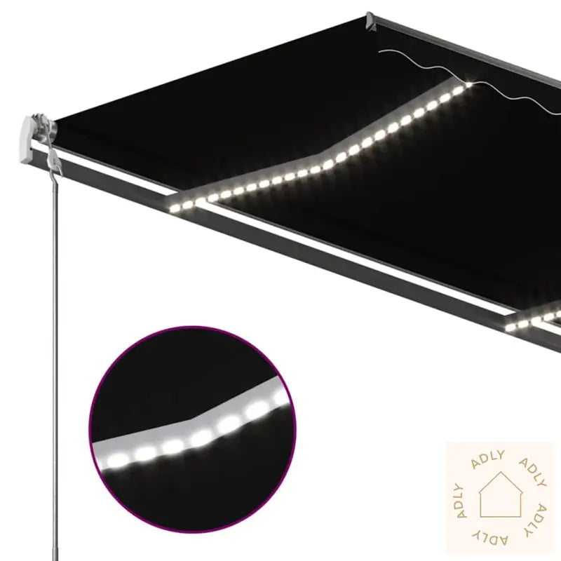 Manuell Uttrekkbar Markise Med Led 450X300 Cm Antrasitt