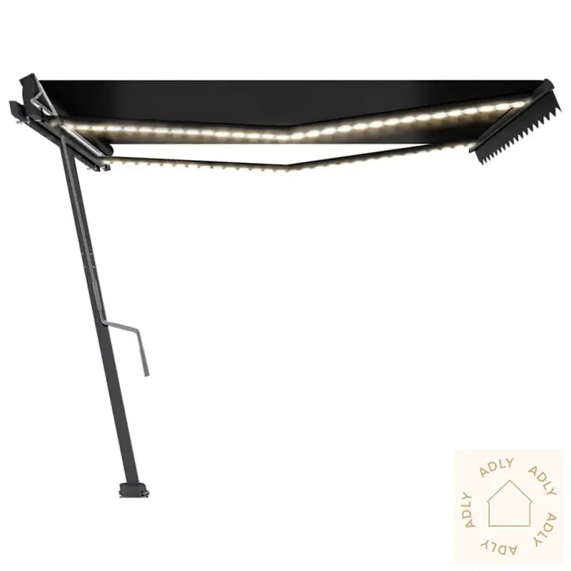 Manuell Uttrekkbar Markise Med Led 450X300 Cm Antrasitt