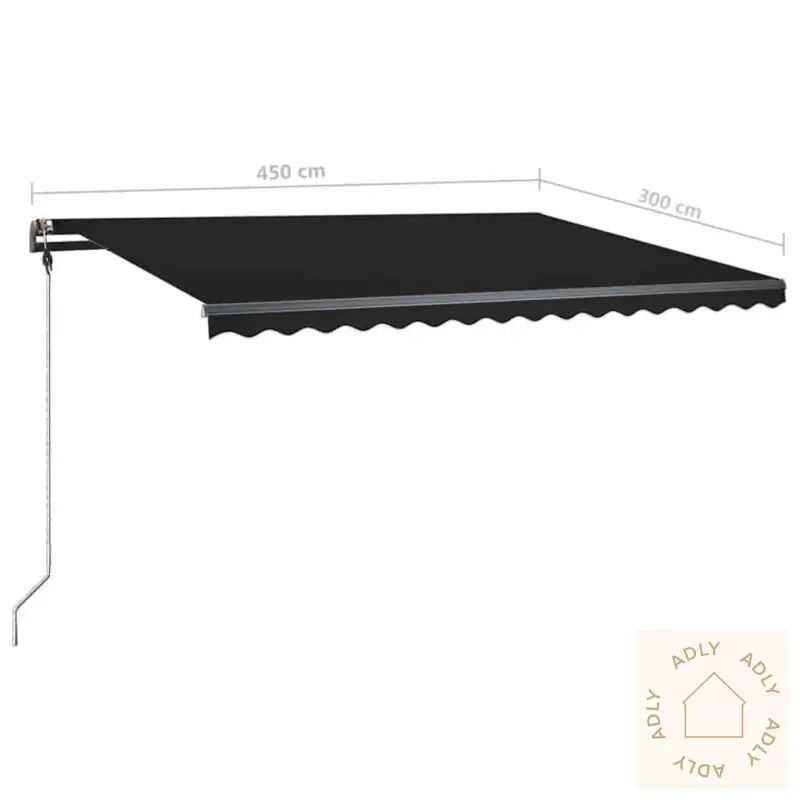 Manuell Uttrekkbar Markise Med Led 450X300 Cm Antrasitt