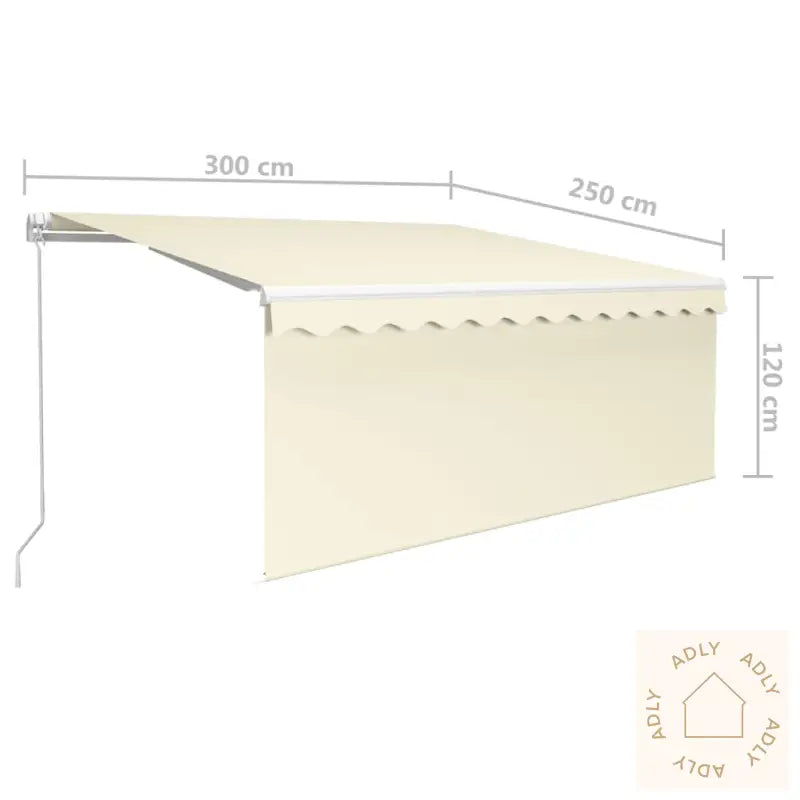 Manuell Uttrekkbar Markise Med Rullegardin Led 3X2,5 M Kremhvit