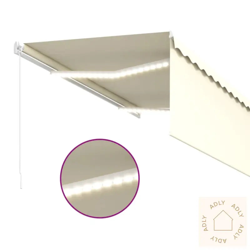 Manuell Uttrekkbar Markise Med Rullegardin Led 3X2,5 M Kremhvit