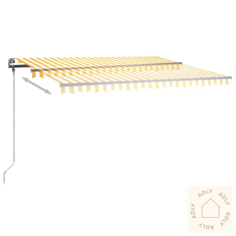 Manuell Uttrekkbar Markise Med Led 450X300 Cm Gul Og Hvit