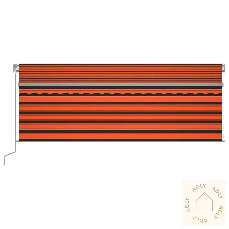 Manuell Uttrekkbar Markise Rullegardin Led 4X3 M Oransje Brun