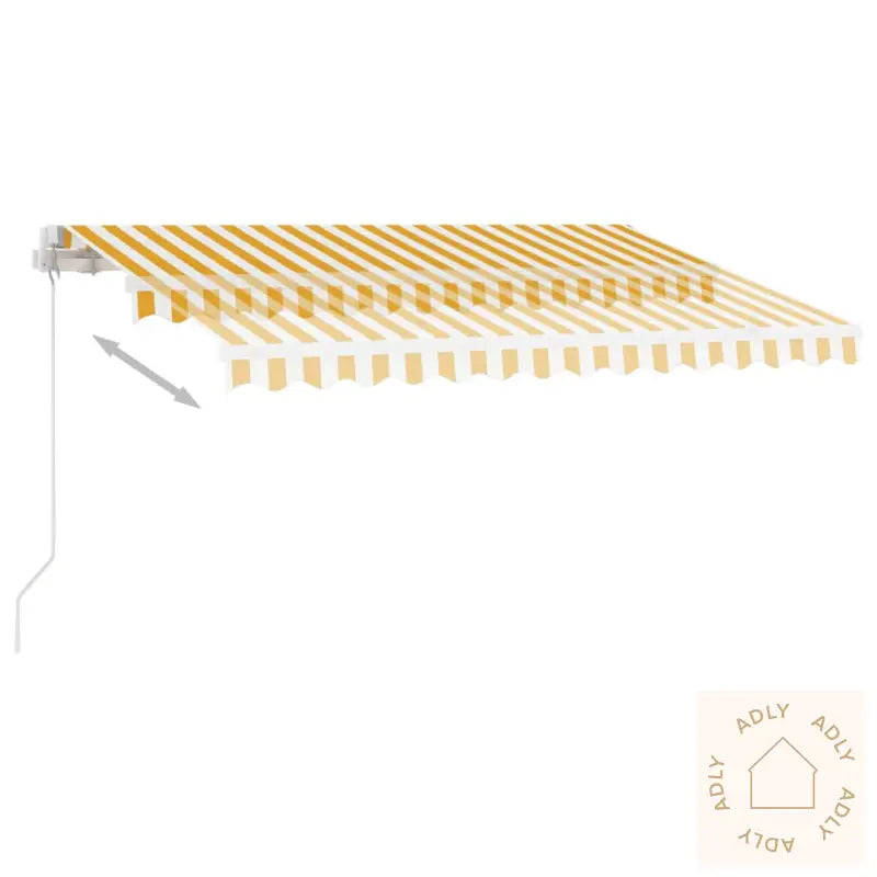 Frittstående Manuell Uttrekkbar Markise 350X250 Cm Gul/Hvit