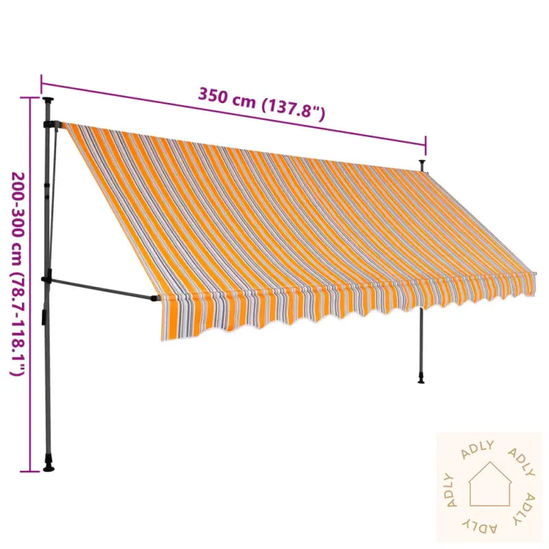 Manuell Uttrekkbar Markise Med Led 350 Cm Gul Og Blå