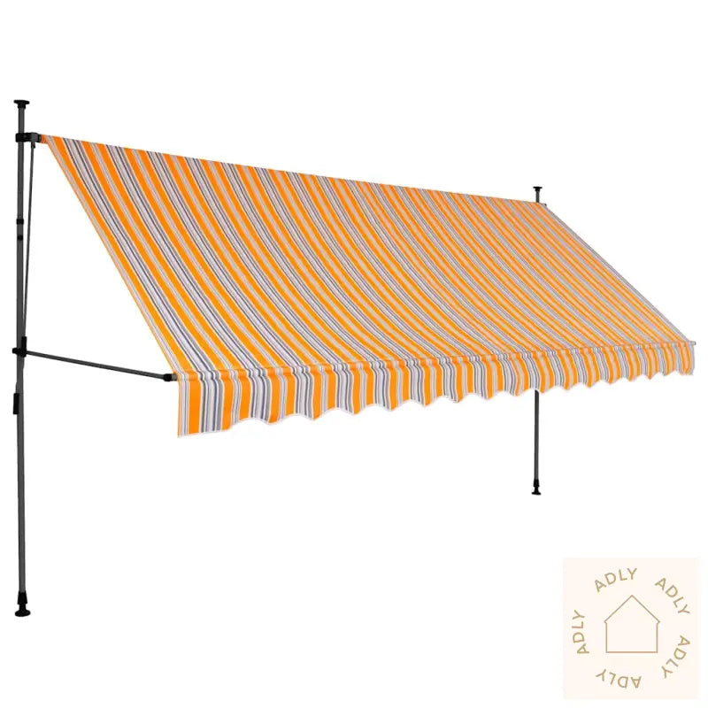 Manuell Uttrekkbar Markise Med Led 350 Cm Gul Og Blå