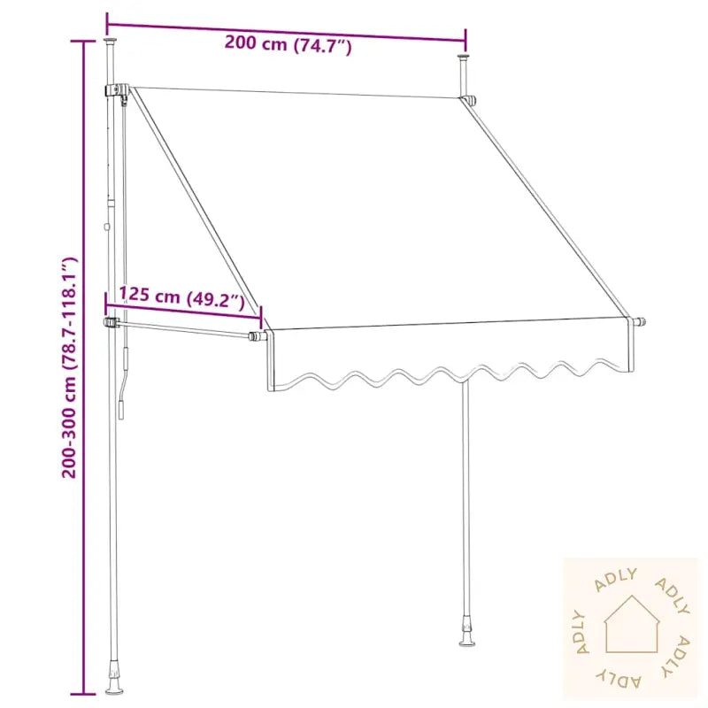 Manuell Uttrekkbar Markise 200 Cm Antrasitt