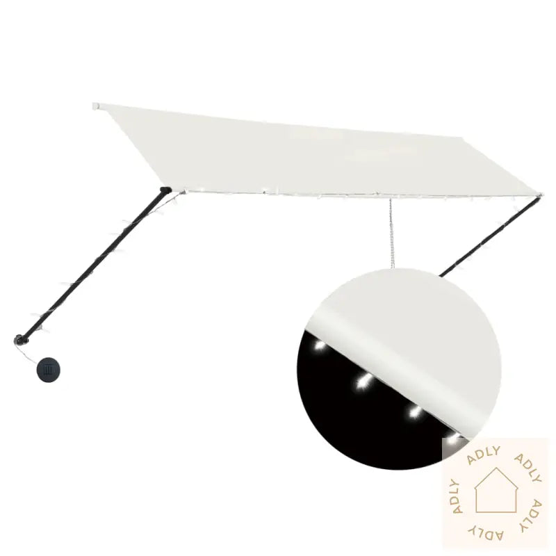 Uttrekkbar Markise Med Led 350X150 Cm Kremhvit