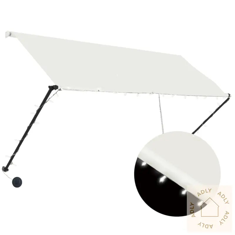 Uttrekkbar Markise Med Led 250X150 Cm Kremhvit
