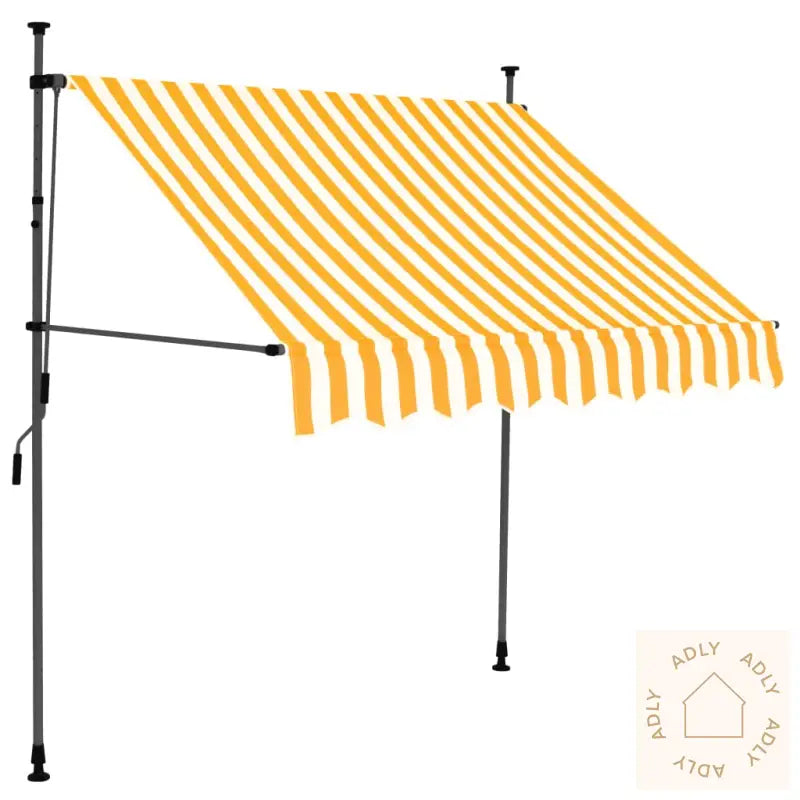 Manuell Uttrekkbar Markise Med Led 200 Cm Hvit Og Oransje