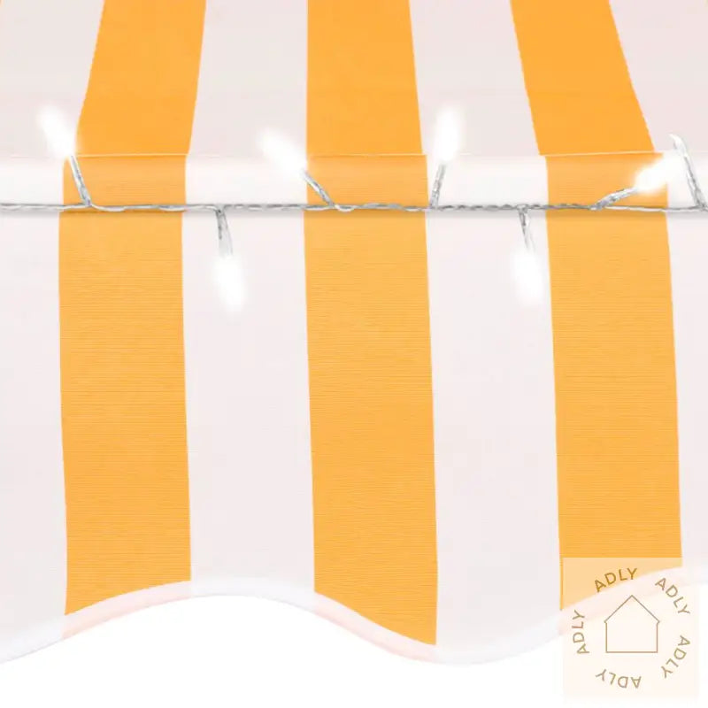 Manuell Uttrekkbar Markise Med Led 200 Cm Hvit Og Oransje