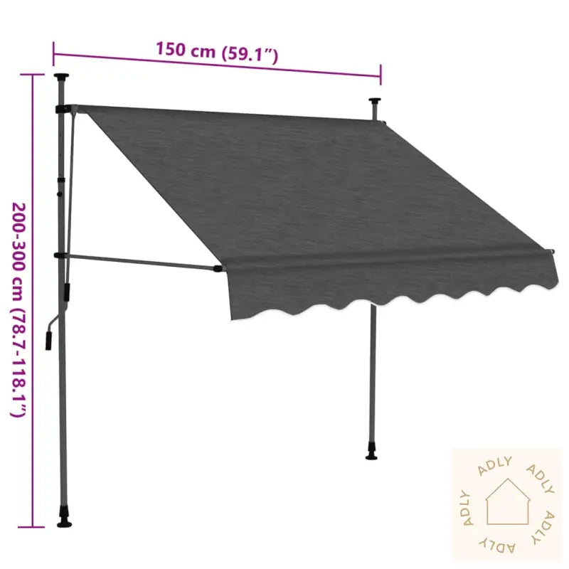 Manuell Uttrekkbar Markise Med Led 150 Cm Antrasitt