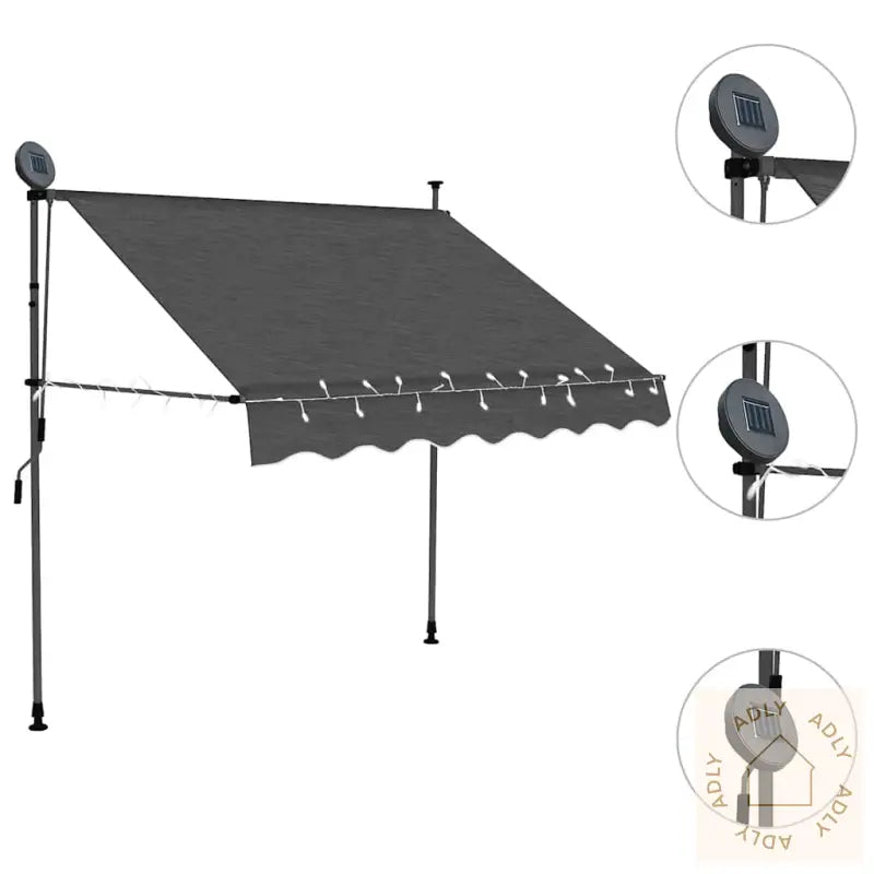 Manuell Uttrekkbar Markise Med Led 150 Cm Antrasitt