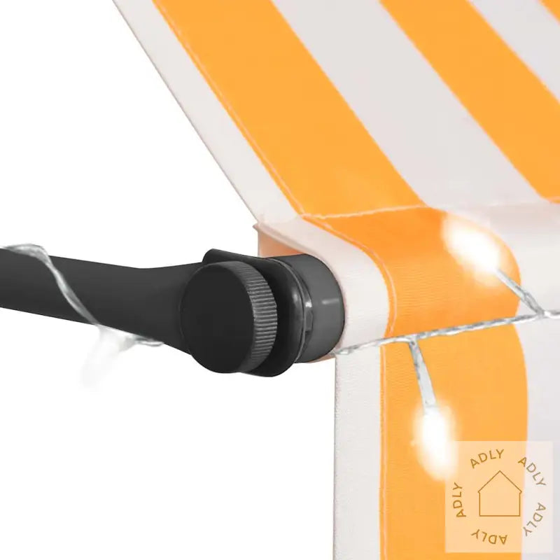 Manuell Uttrekkbar Markise Med Led 200 Cm Hvit Og Oransje