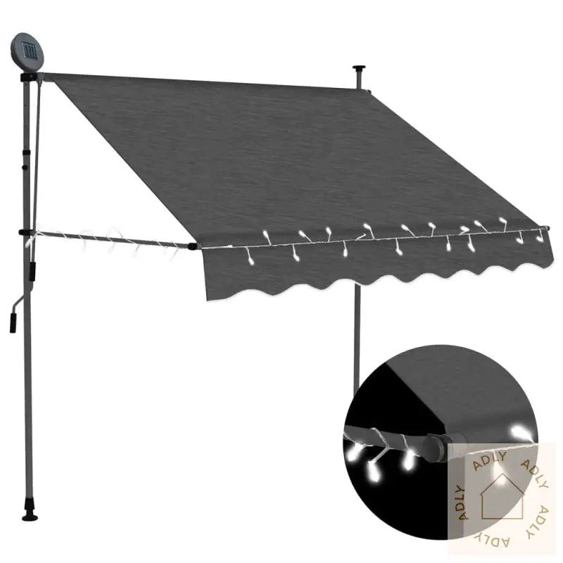 Manuell Uttrekkbar Markise Med Led 150 Cm Antrasitt