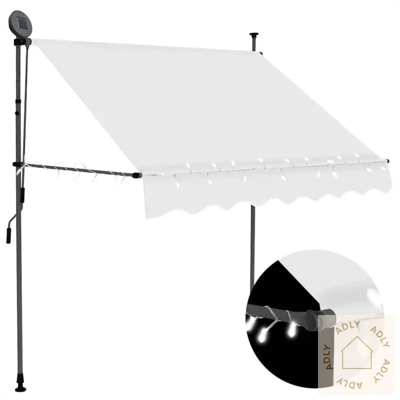 Manuell Uttrekkbar Markise Med Led 200 Cm Kremhvit