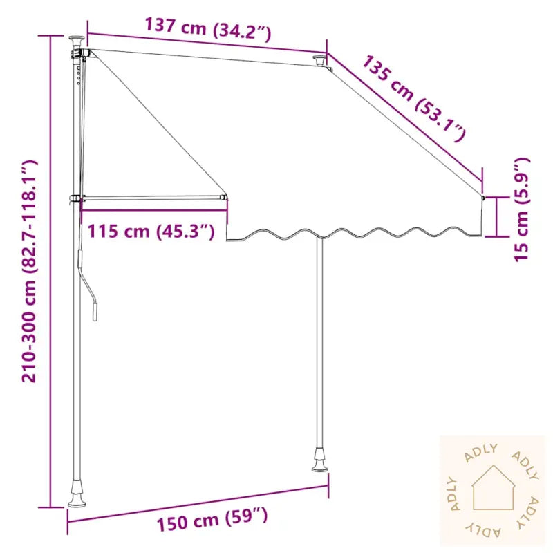 Manuell Uttrekkbar Markise Med Led 150 Cm Oransje Og Brun