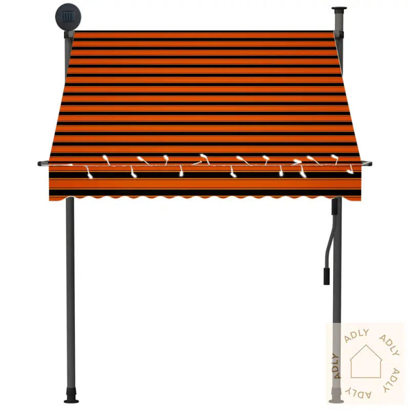 Manuell Uttrekkbar Markise Med Led 150 Cm Oransje Og Brun
