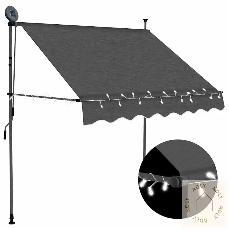 Manuell Uttrekkbar Markise Med Led 100 Cm Antrasitt