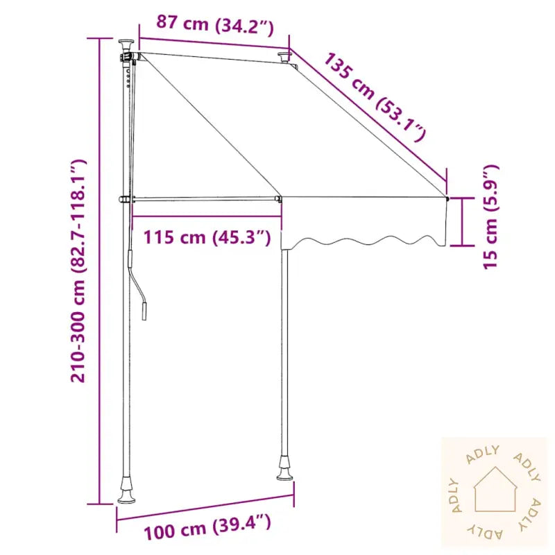 Manuell Uttrekkbar Markise Med Led 100 Cm Gul Og Blå