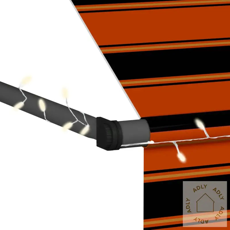 Manuell Uttrekkbar Markise Med Led 150 Cm Oransje Og Brun
