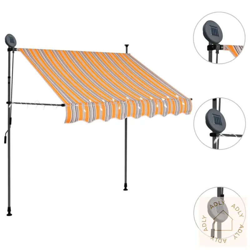 Manuell Uttrekkbar Markise Med Led 100 Cm Gul Og Blå