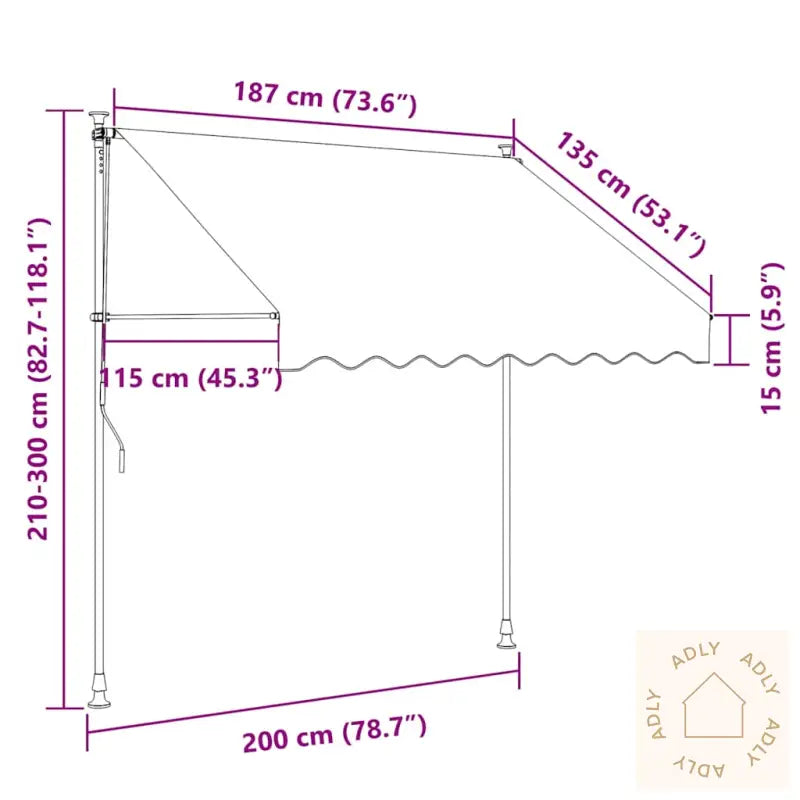 Manuell Uttrekkbar Markise Med Led 200 Cm Gul Og Blå