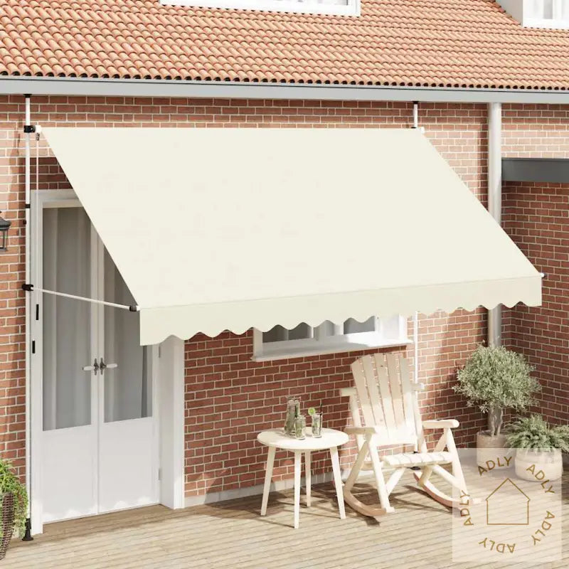 Manuell Uttrekkbar Markise 350 Cm Kremhvit
